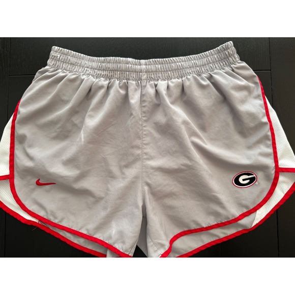 Nike x Georgia Bulldog Shorts Women Small (4-6) Gray/ Red Built-In Brief UGA SEC - Picture 1 of 7